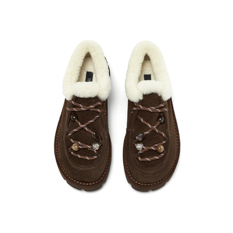 真美诗2025年冬季新款复古时髦树脂串珠绒绒雪地靴63228CM5