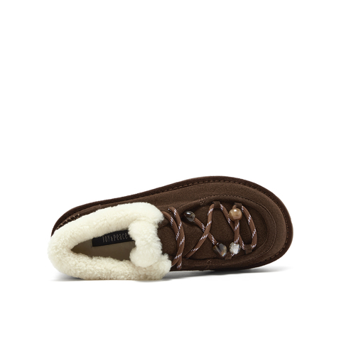 真美诗2025年冬季新款复古时髦树脂串珠绒绒雪地靴63228CM5