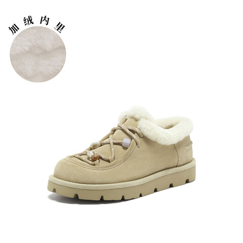 真美诗2025年冬季新款复古时髦树脂串珠绒绒雪地靴63228CM5