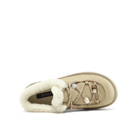 真美诗2025年冬季新款复古时髦树脂串珠绒绒雪地靴63228CM5