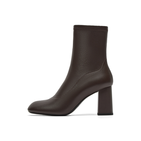 真美诗2025年冬季新款低调雅致羊皮革弹力瘦瘦靴C2201DZ5