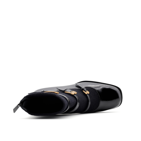 真美诗2025冬季新款商场同款古铜桃心扣高跟袜靴75Z03DD5