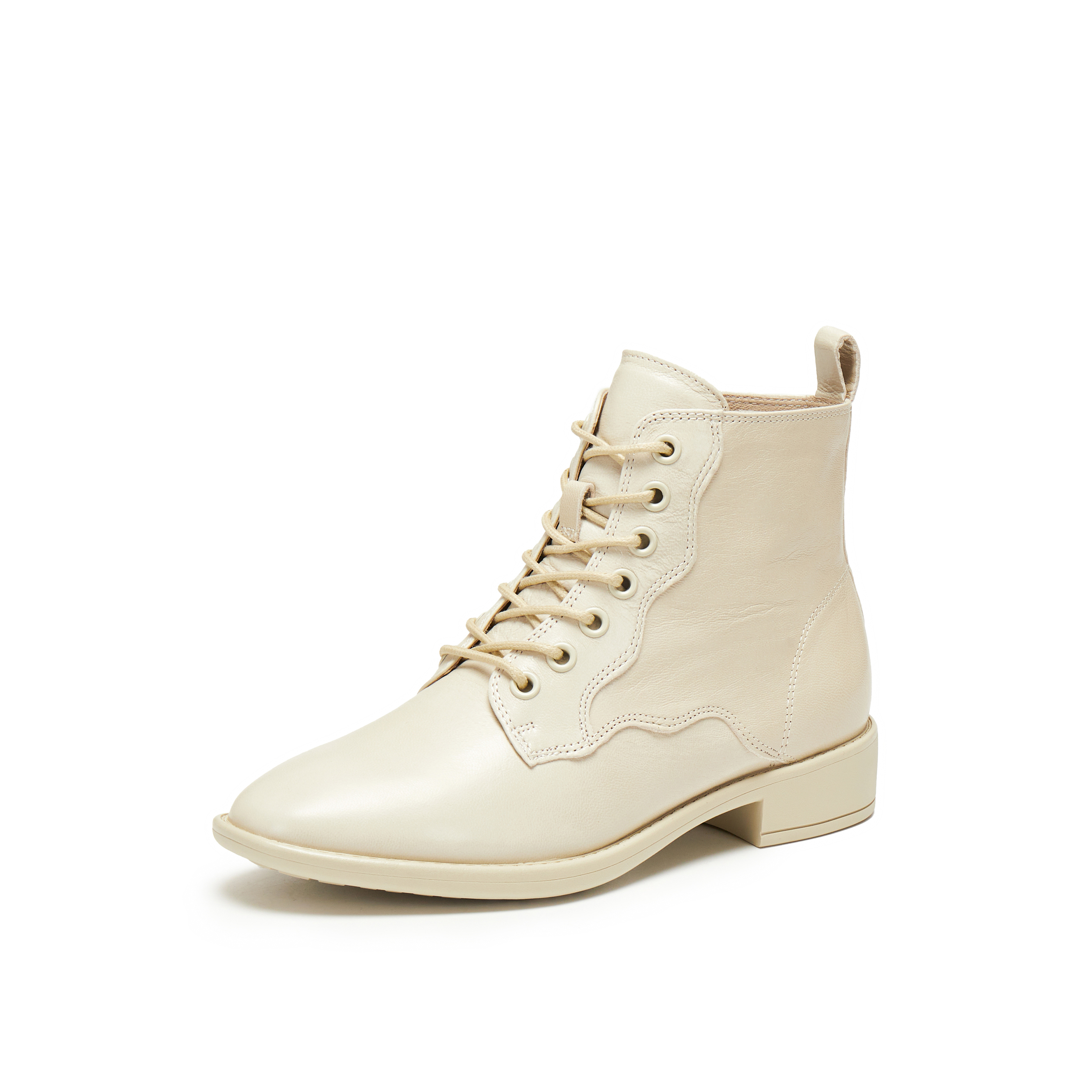 真美诗2025年冬季新款飒爽干练羊皮革经典马丁靴YZK21DD5