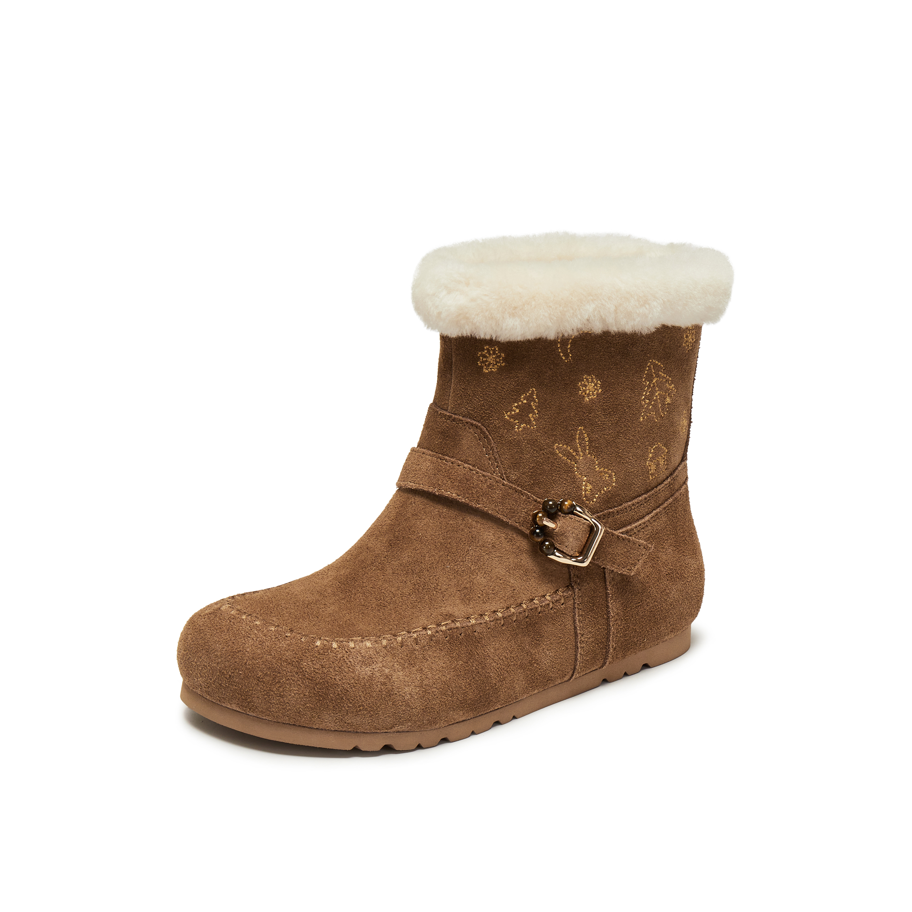 真美诗2025年冬季新款浪漫小众保暖羊毛皮舒适雪地靴Y1Y01DZ5