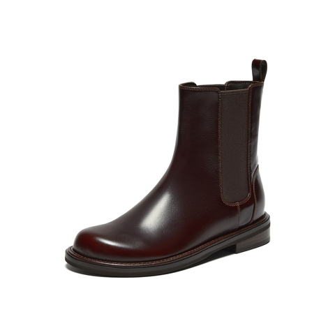 真美诗2025年冬季新款时髦简约通勤纯色切尔西靴2306PDZ5