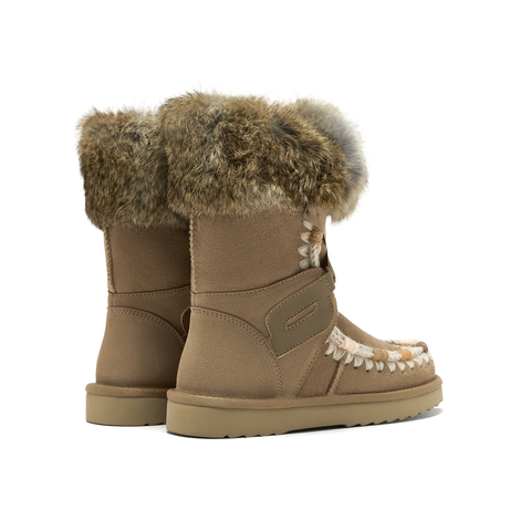 真美诗2025年冬季新款别致时髦撞色手工毛线绒绒雪地靴50561DS5