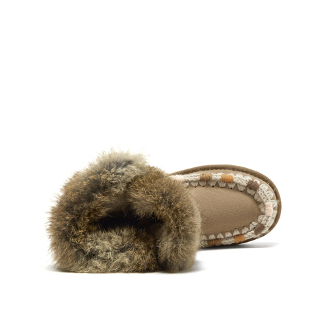 真美诗2025年冬季新款别致时髦撞色手工毛线绒绒雪地靴50561DS5