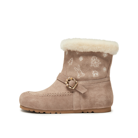 真美诗2025年冬季新款浪漫小众保暖羊毛皮舒适雪地靴Y1Y01DZ5