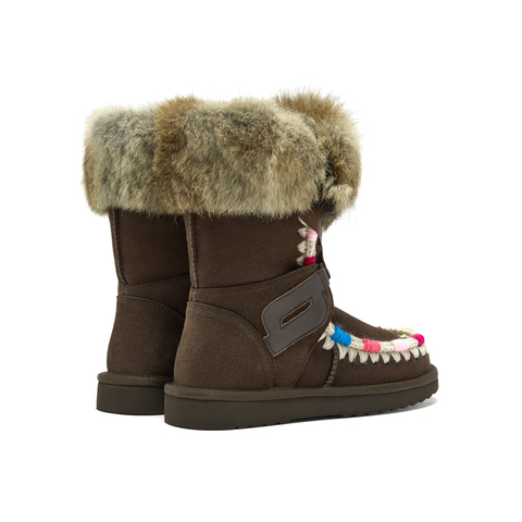 真美诗2025年冬季新款别致时髦撞色手工毛线绒绒雪地靴50561DS5