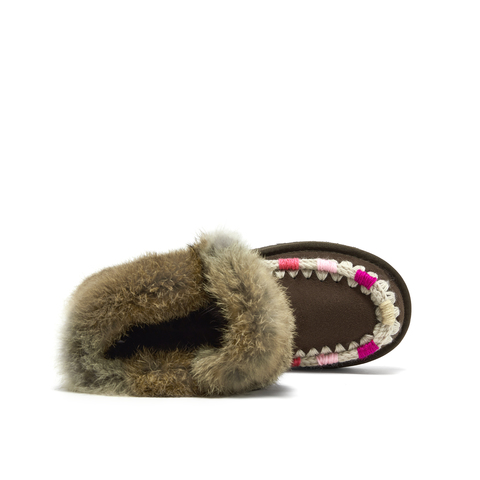 真美诗2025年冬季新款别致时髦撞色手工毛线绒绒雪地靴50561DS5