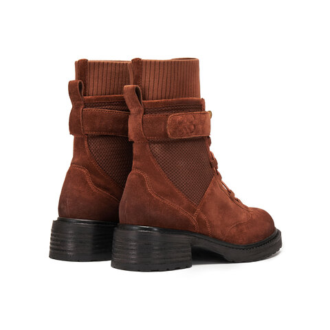 真美诗2025年冬季新款多材质拼接飒爽帅气工装靴88913DZ5