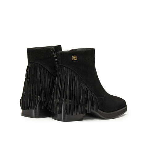 真美诗2025年冬季新款随性流苏软糯羊皮革时装靴579L5DD5