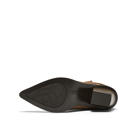 真美诗2025年冬季新款自由松弛飒爽翻领羊皮革堆堆西部靴YZG24DZ5