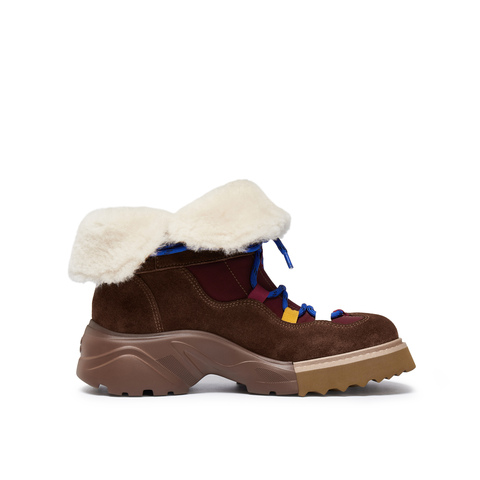 真美诗2025冬新款飒爽率性牛剖层革厚底雪地靴女Y1S03DZ5