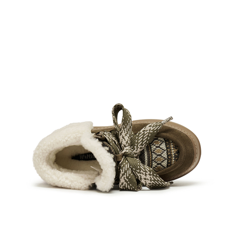 真美诗2025年冬季新款费尔岛风撞色鞋带厚底雪地靴16947DD5