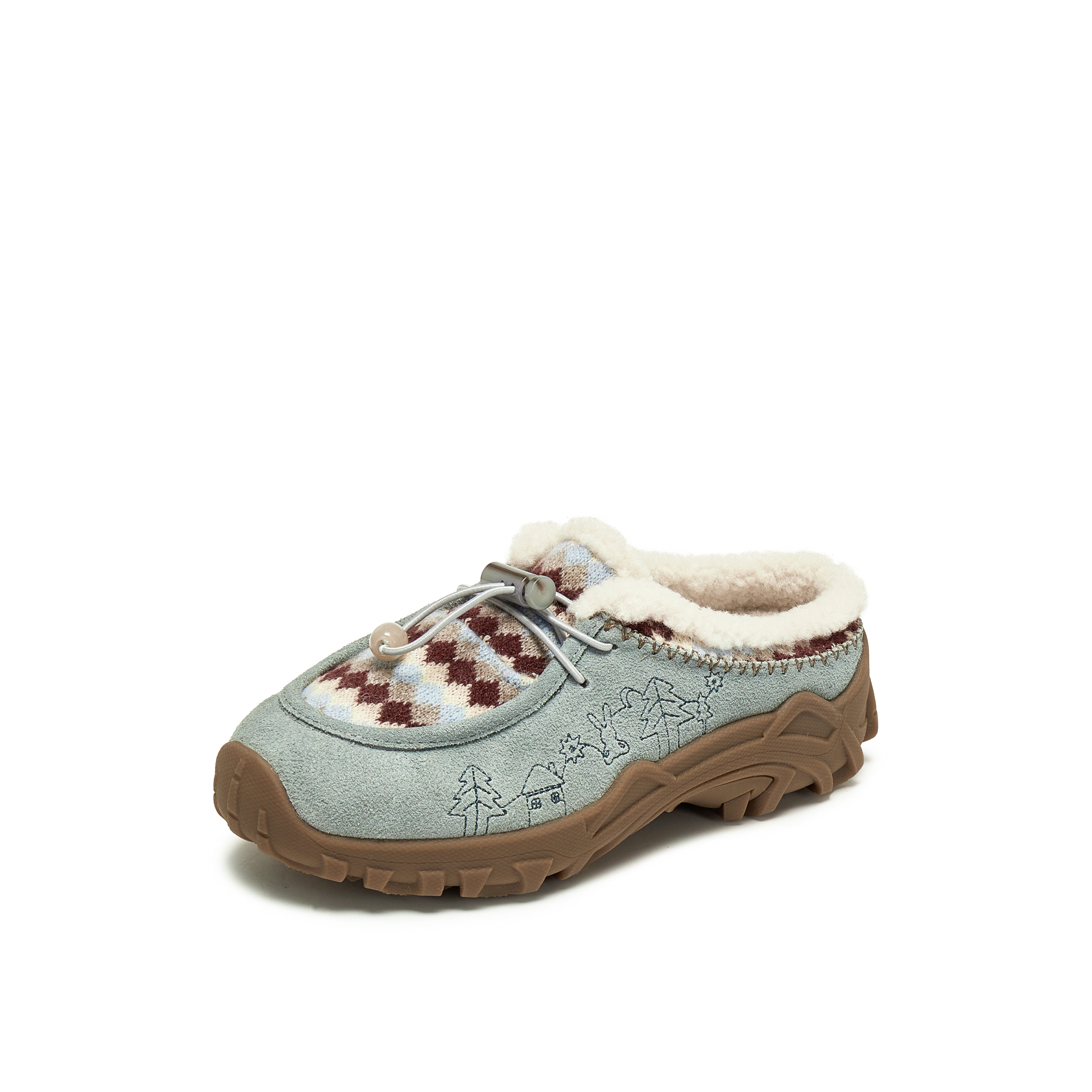 真美诗2025年秋新软糯舒适牛剖层革袋鼠羊蹄鞋女（绒里）78953CH5