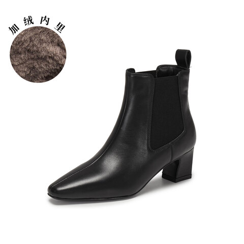 真美诗2025年冬季新款优雅百搭气质纯色切尔西靴69888DD5
