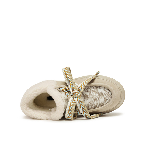 真美诗2025年冬季新款费尔岛风撞色鞋带厚底雪地靴16947DD5