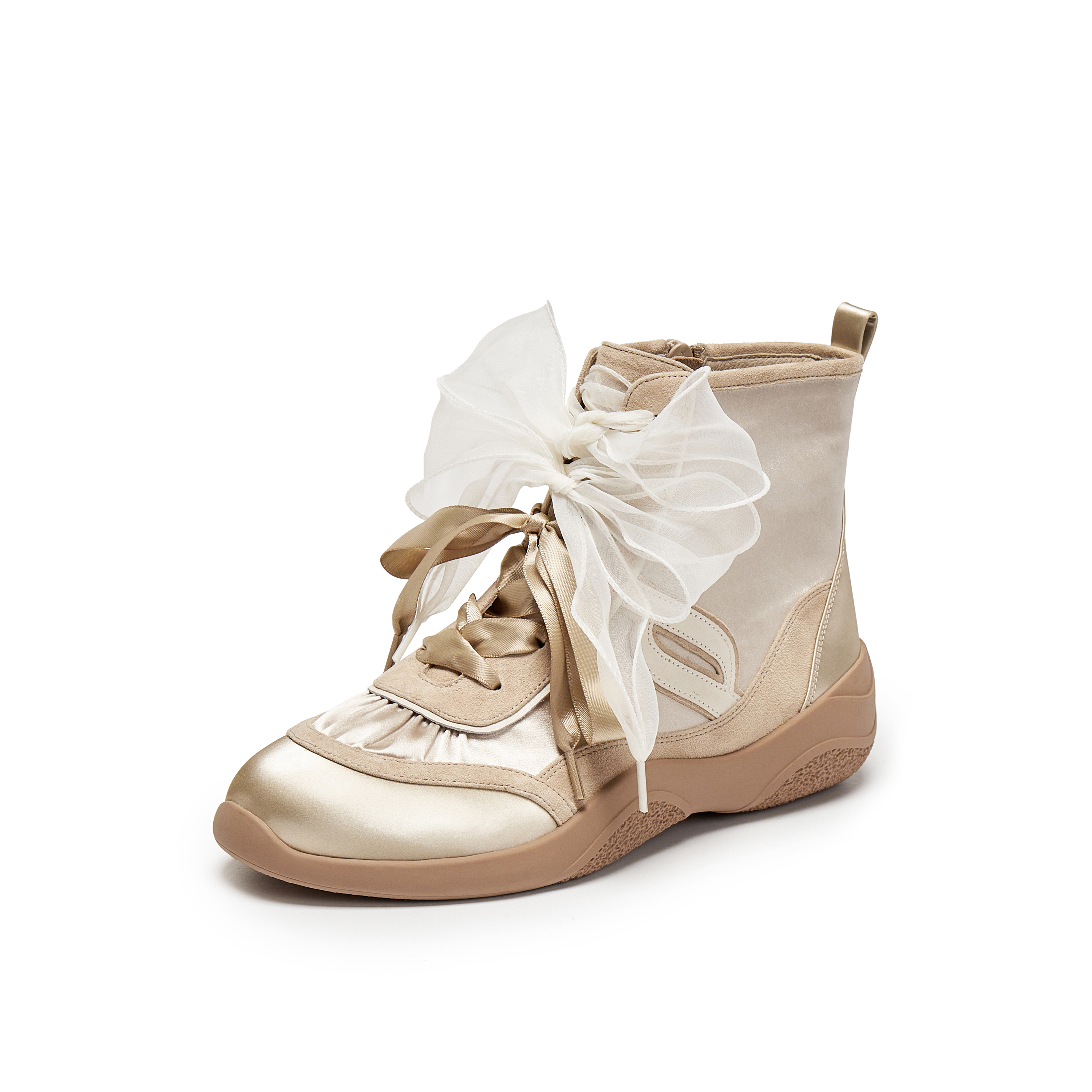 真美诗2025年秋季新款飘逸织带甜美梦幻甜酷运动靴YZM16DD5