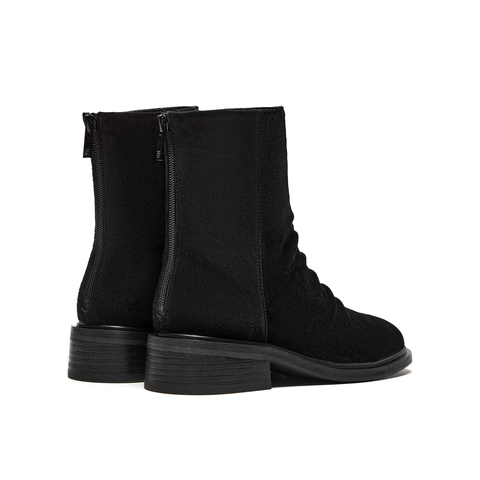 真美诗2025年冬季新款软糯松弛堆褶牛皮革纯色时装靴R71B1DZ5