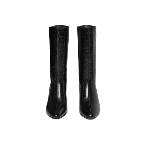 真美诗2025年冬季新款利落帅气中性感牛皮革纯色时装靴26882DS5