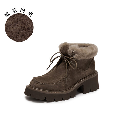 真美诗2025年冬季新款车缝明线不羁率性短筒雪地靴B4852DD5