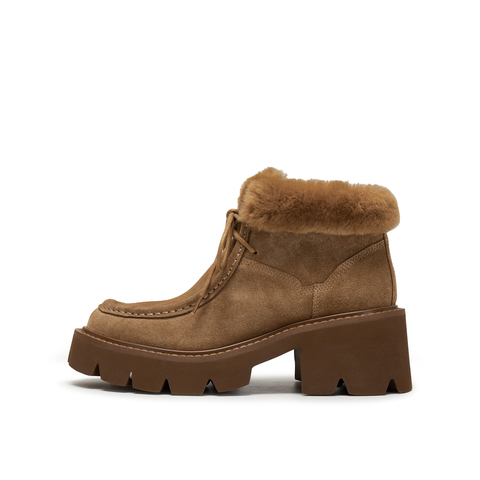 真美诗2025年冬季新款车缝明线不羁率性短筒雪地靴B4852DD5