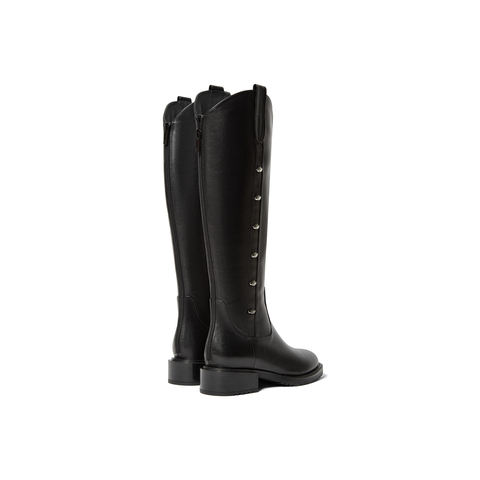 真美诗2025年冬季新款精致金属小扣显瘦V口骑士靴YUJ63DG5