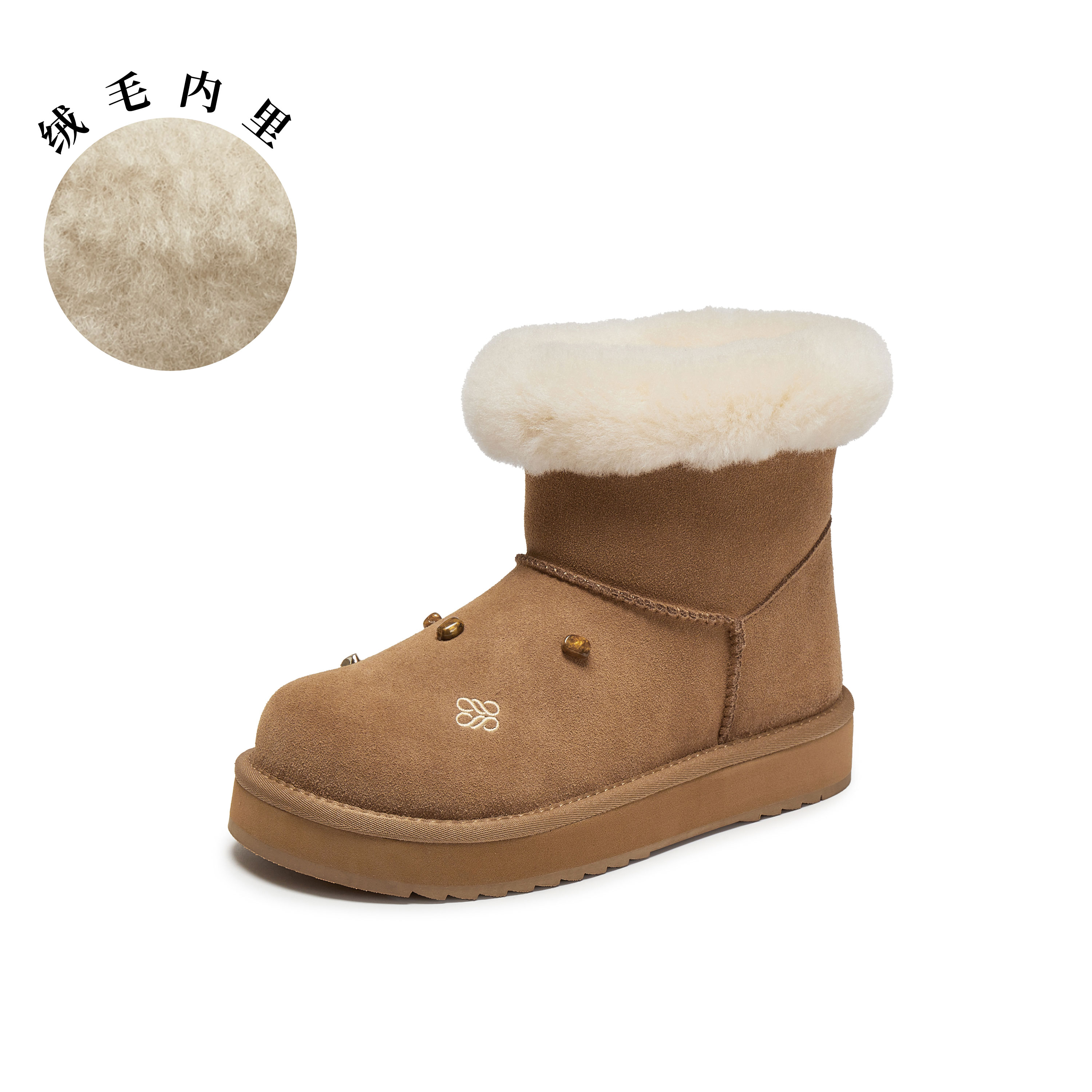 真美诗2025年冬季新款复古摩挲感绒绒雪地靴25137DD5