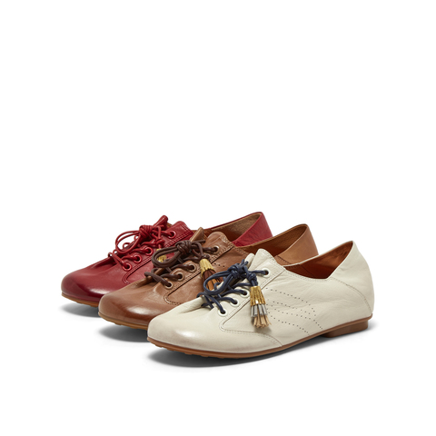 真美诗2026年春季新款复古渐变擦色胎牛皮德训鞋17610AM6