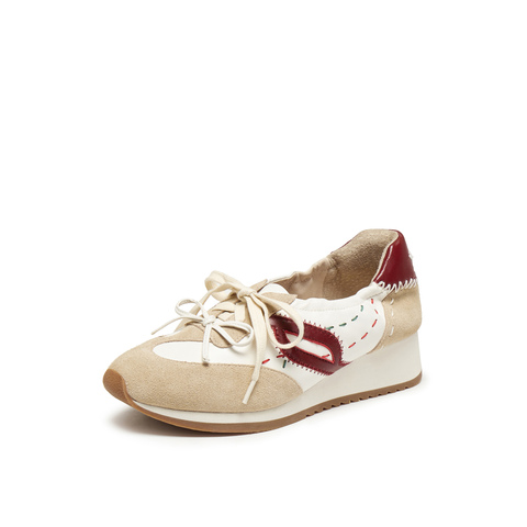 真美诗2026年春季新款双蝴蝶结点缀马年限定坡跟德训鞋YA401AA6