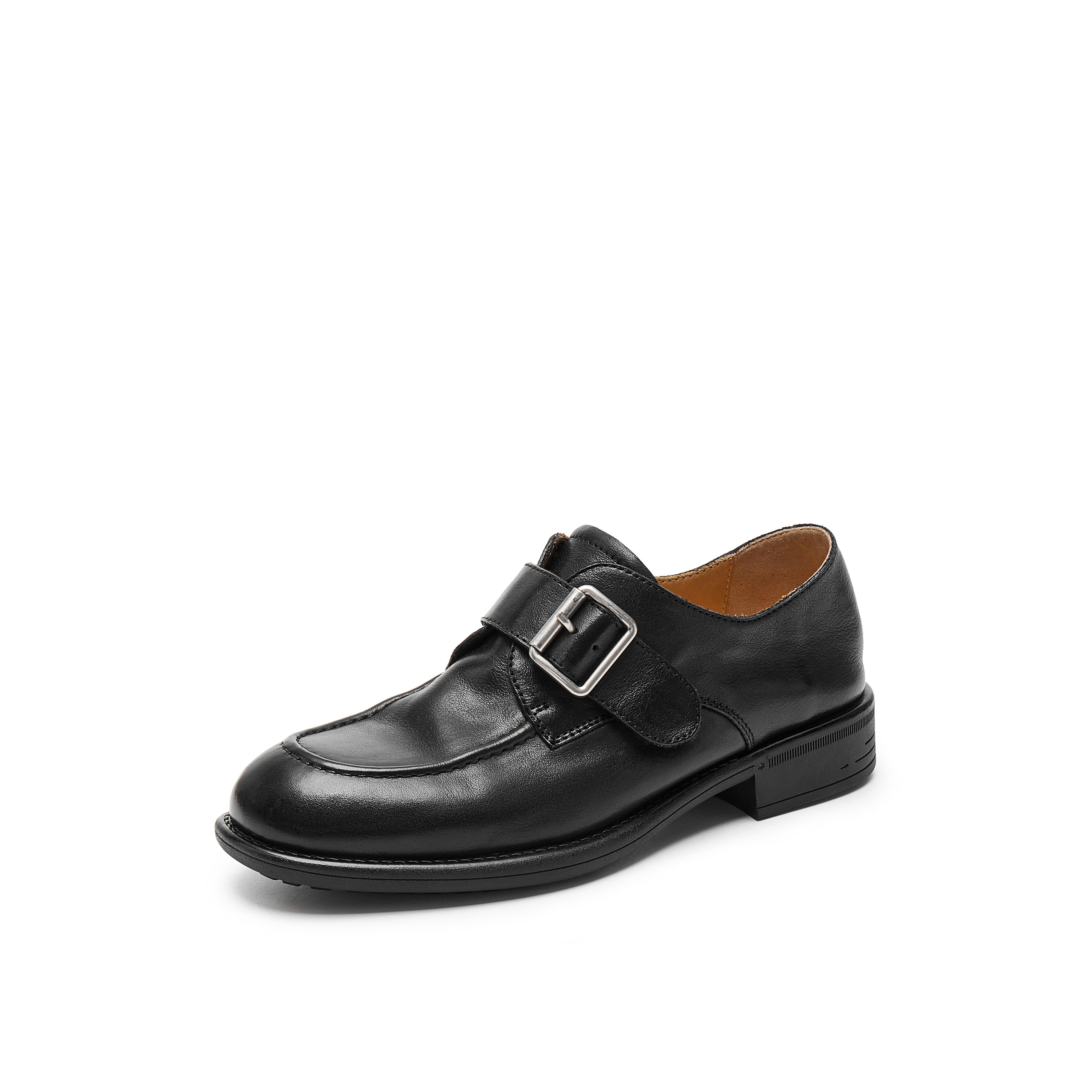 真美诗2026春季新款水洗牛皮质感小方扣乐福鞋女61913AM6