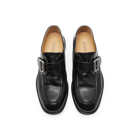 真美诗2026春季新款水洗牛皮质感小方扣乐福鞋女61913AM6