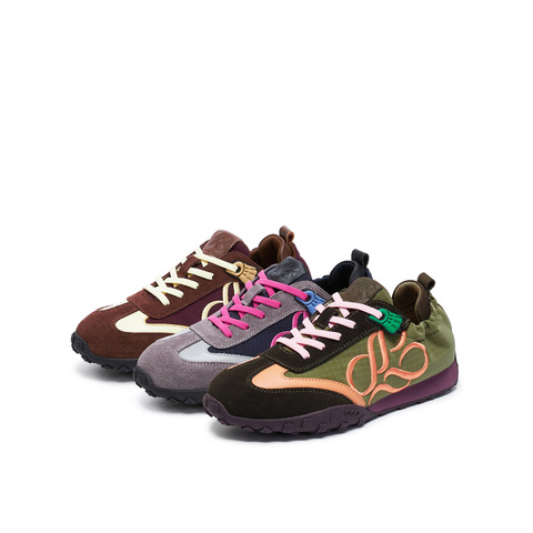 真美诗2026年春季新款山系户外风撞色萌爪鞋带扣德训女鞋24201AM6