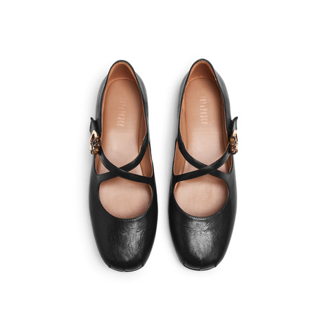 真美诗2026年春季新款复古法式交叉细带羊皮革玛丽珍女鞋8TZ33AQ6