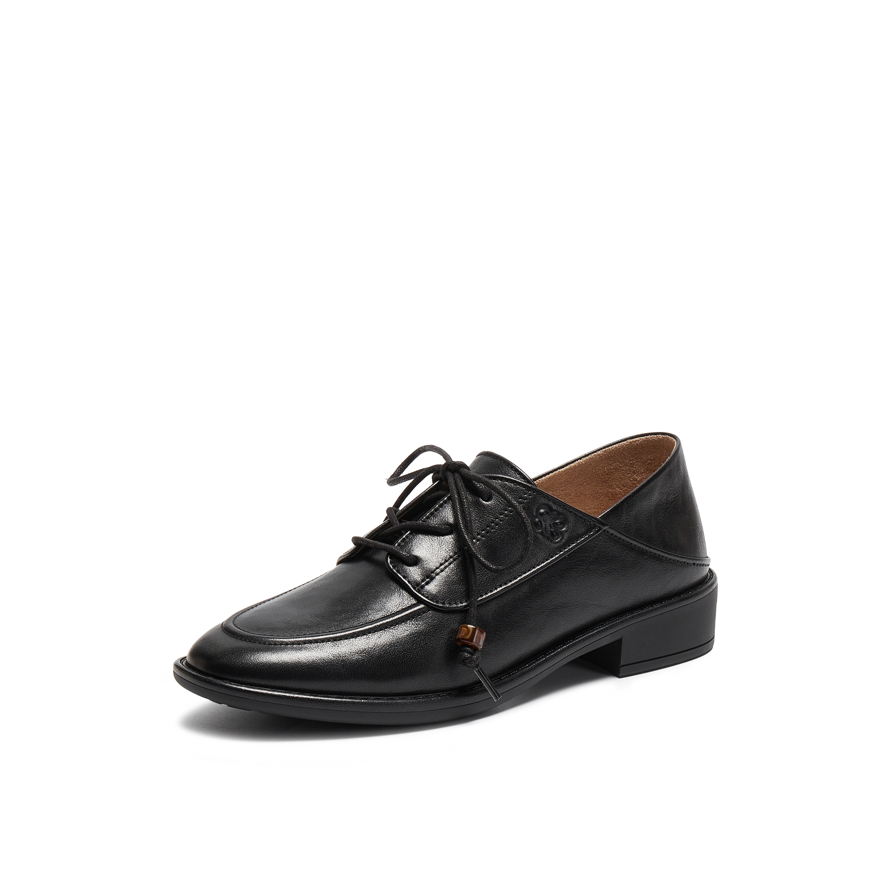 真美诗2026年春季新款古朴树脂饰扣舒适矮跟牛津鞋YZK18AM6