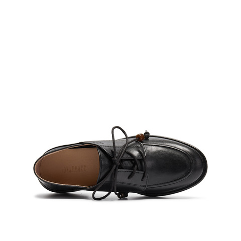 真美诗2026年春季新款古朴树脂饰扣舒适矮跟牛津鞋YZK18AM6