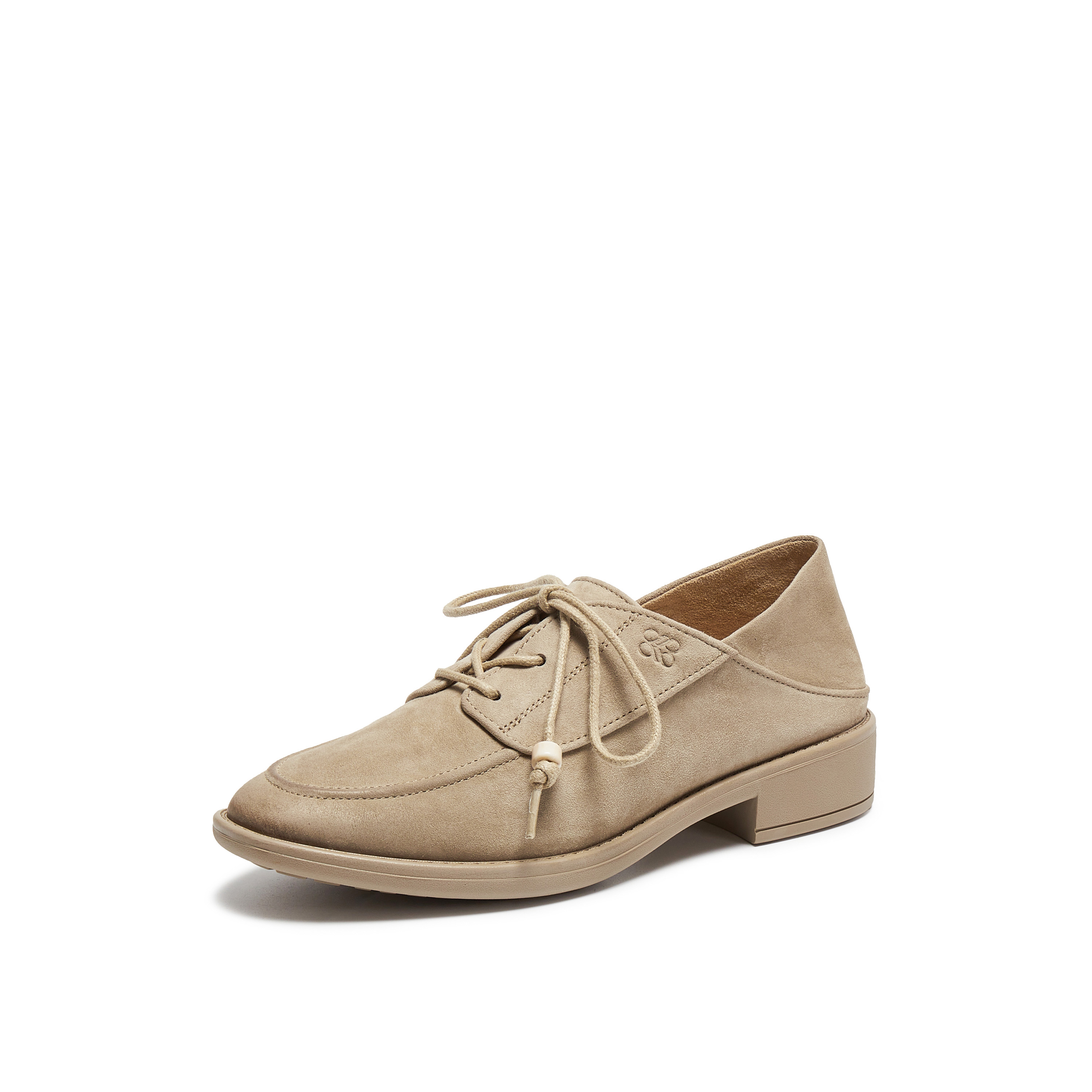 真美诗2026年春季新款古朴树脂饰扣舒适矮跟牛津鞋YZK18AM6