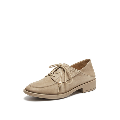 真美诗2026年春季新款古朴树脂饰扣舒适矮跟牛津鞋YZK18AM6