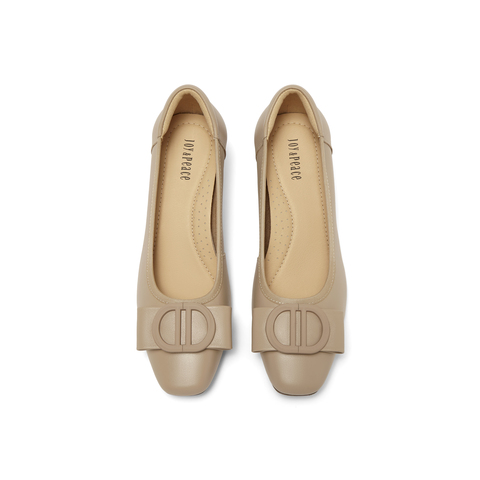 真美诗2026年春季新款简约饰扣舒适通勤牛皮革女鞋18086AQ6