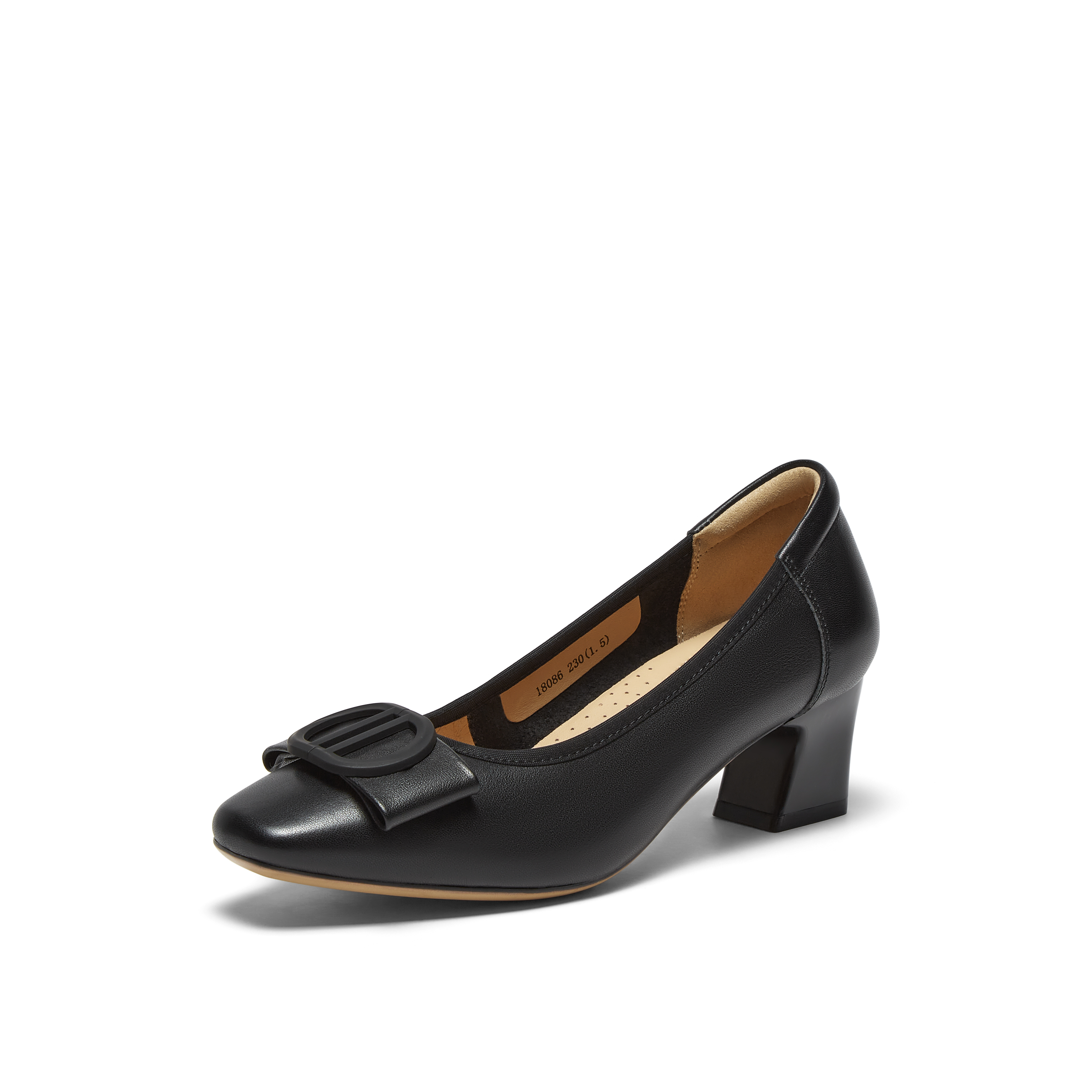 真美诗2026年春季新款简约饰扣舒适通勤牛皮革女鞋18086AQ6