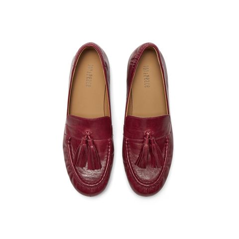 真美诗2026年春季新款微褶鞋头羊皮革古典英伦流苏乐福鞋83067AA6