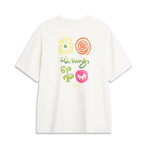 LI-NING李宁2024女子短袖文化衫无领短TAHSU338-1