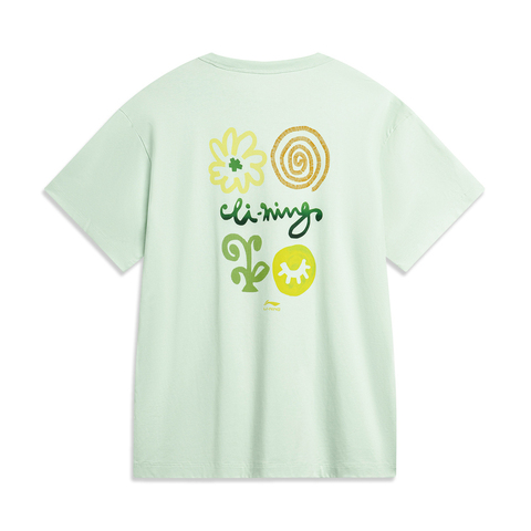 LI-NING李宁2024女子短袖文化衫无领短TAHSU338-2