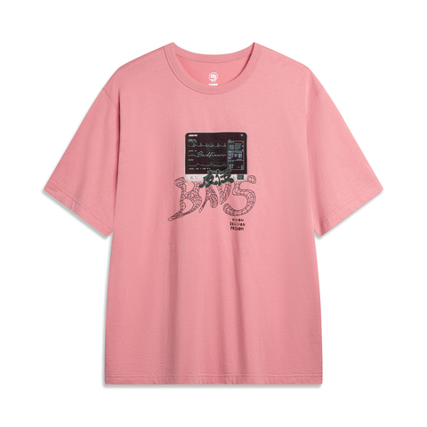 LI-NING李宁2024男子短袖文化衫无领短TAHSU431-7