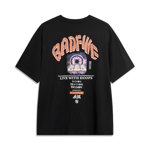 LI-NING李宁2024男子短袖文化衫无领短TAHSU435-1