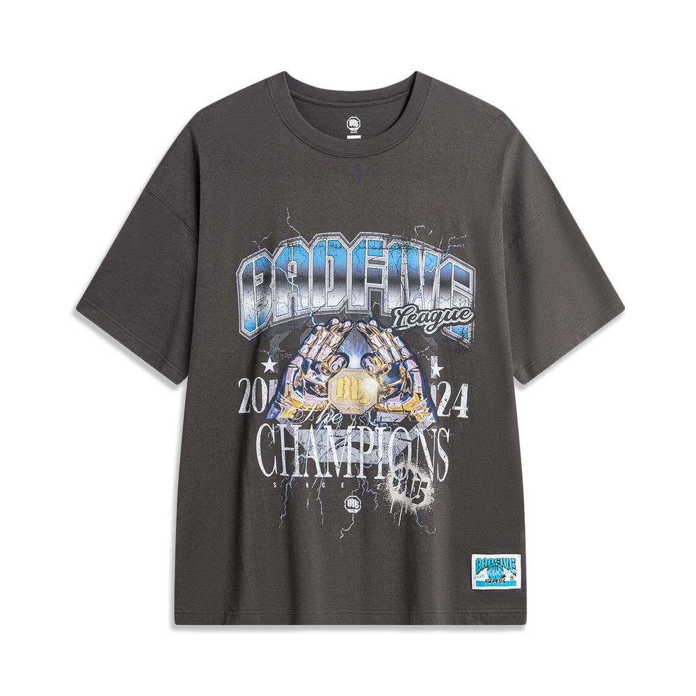 LI-NING李宁2024男子短袖文化衫无领短TAHSU415-1