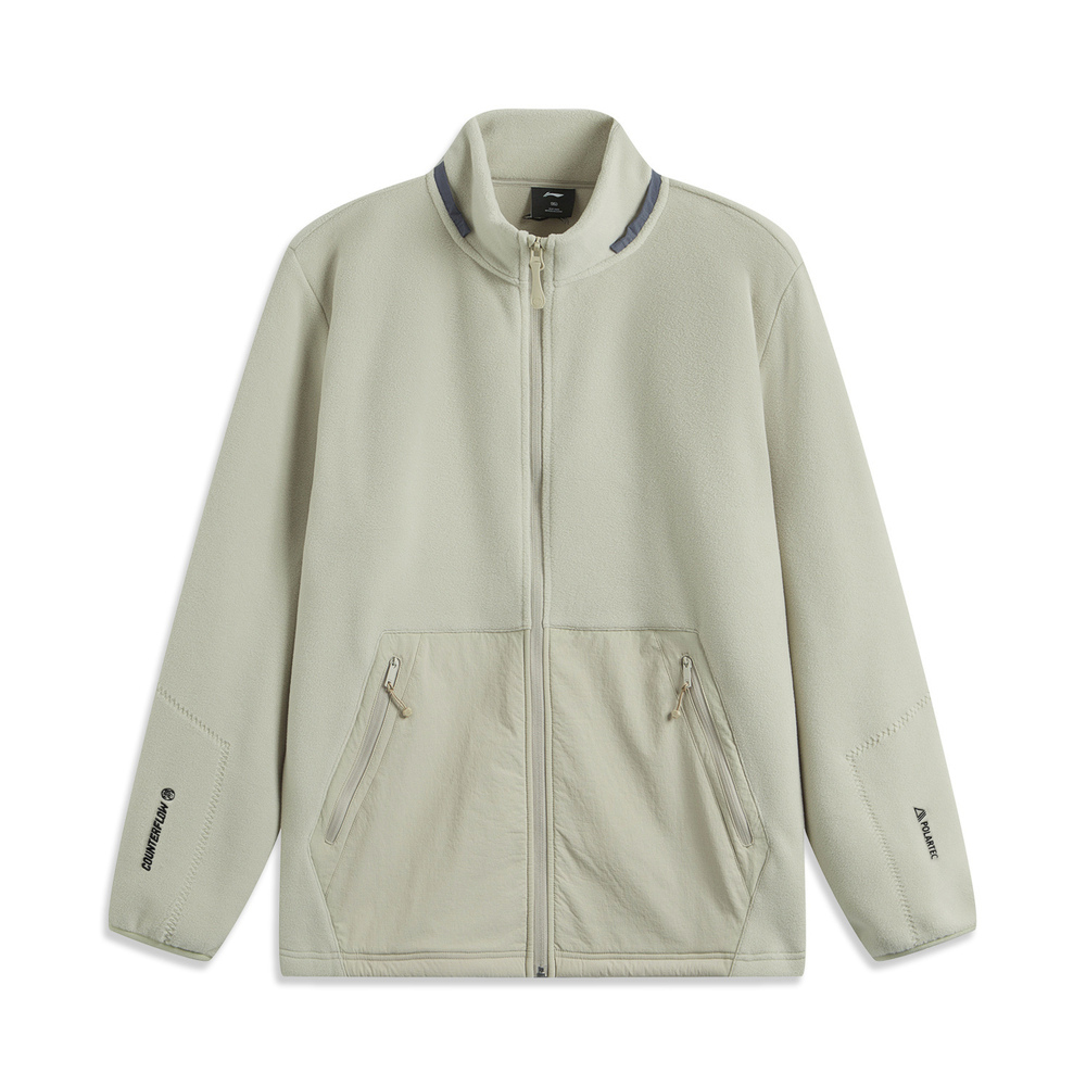 LI-NING李宁2024中性开衫无帽摇粒绒卫衣针织无帽外套AWDU963-1