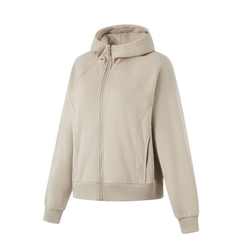 LI-NING李宁2024女子开衫连帽卫衣针织连帽外套AWDU562-4