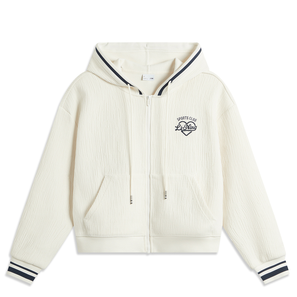 LI-NING李宁2024女子开衫连帽卫衣针织连帽外套AWDU682-1
